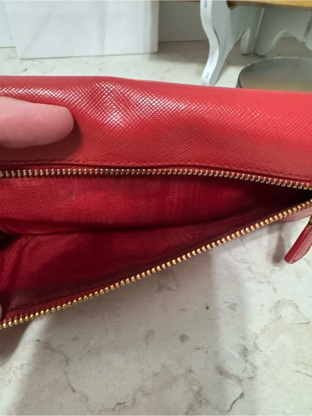 Prada Red Saffiano Leather Long Wallet with COA - Picture 5 of 8